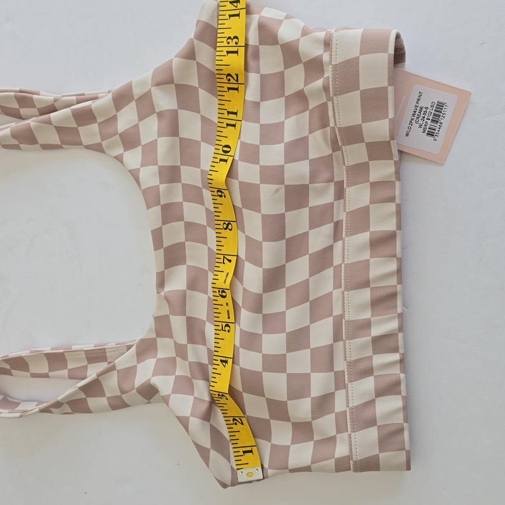 Wilo The Label Sports Bra Wave Check Print Beige Tan Size Small - Picture 15 of 17